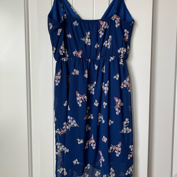 Navy with Floral Print Mini Dress - Picture 4 of 5